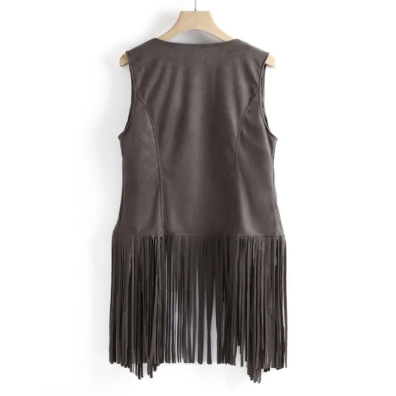 European Style Women's Sleeveless Fringe Vest, Slim Fit, Fashionable and Sexy Fashionable Design