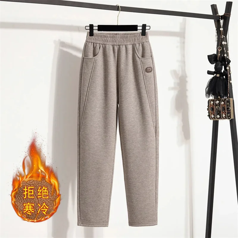 2026 الخريف الشتاء عالية الجودة عالية الخصر سراويل تقليدية المرأة بدلة جديدة السراويل الصوفية موضة تسعة السراويل الأنابيب السراويل الإناث #1