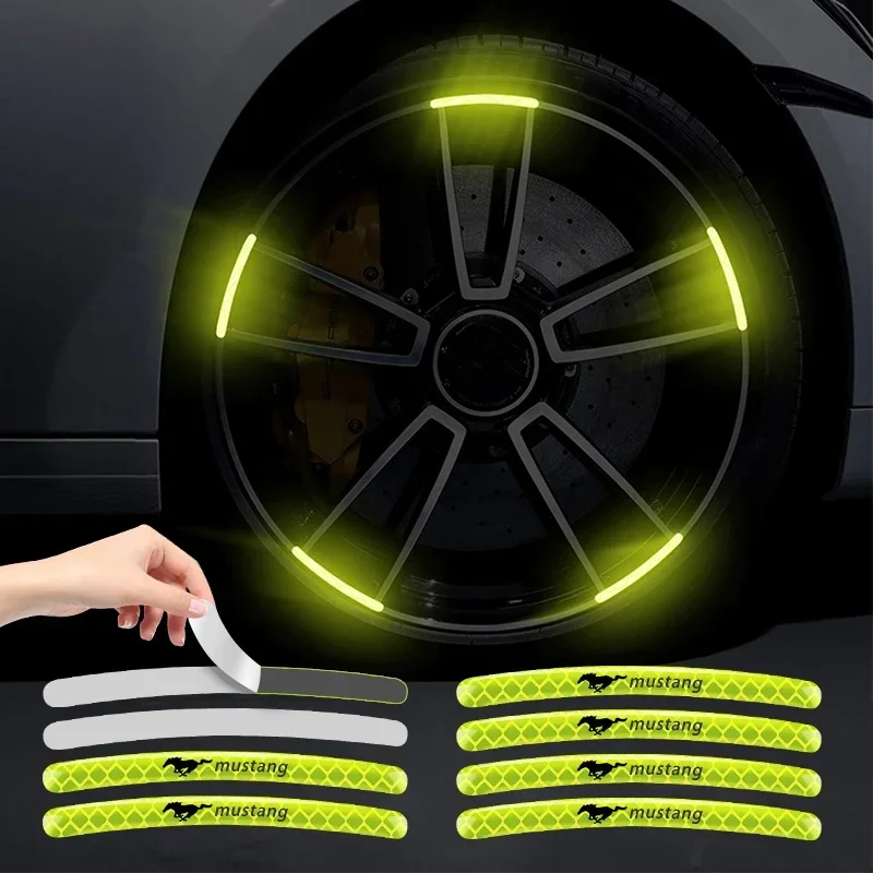 20pcs Car Tire Rim Reflective Sticker For Ford Mustang 2015 2016 2017 2018 2019 Car Accessories Interior Decoration Style Goods