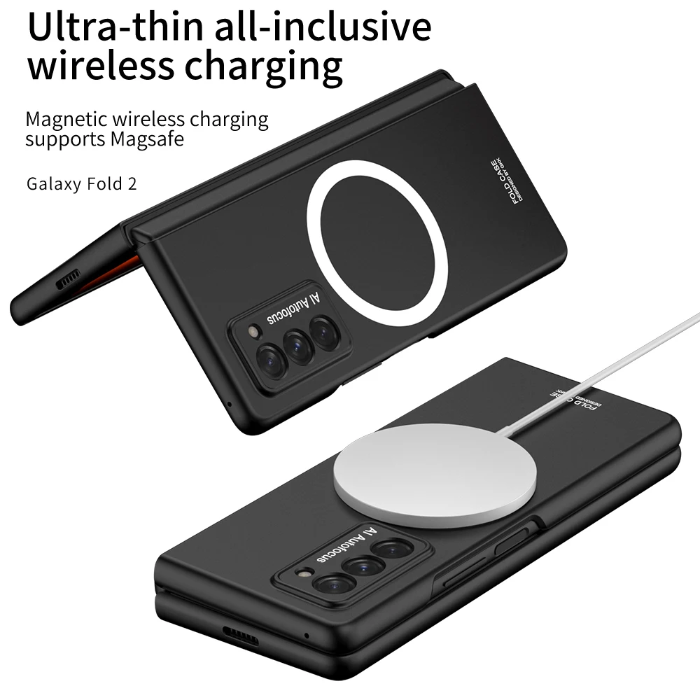 For Samsung Galaxy Z Fold 2 Magsafe Wireless Charging Magnetic Case Ultra Thin Matte Folding All-inclusive Shockproof Back Cover