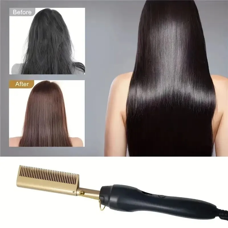 Straight hair comb, bangs, dry and wet dual-use comb, straight hair curling iron, household roll straight electric comb image 3