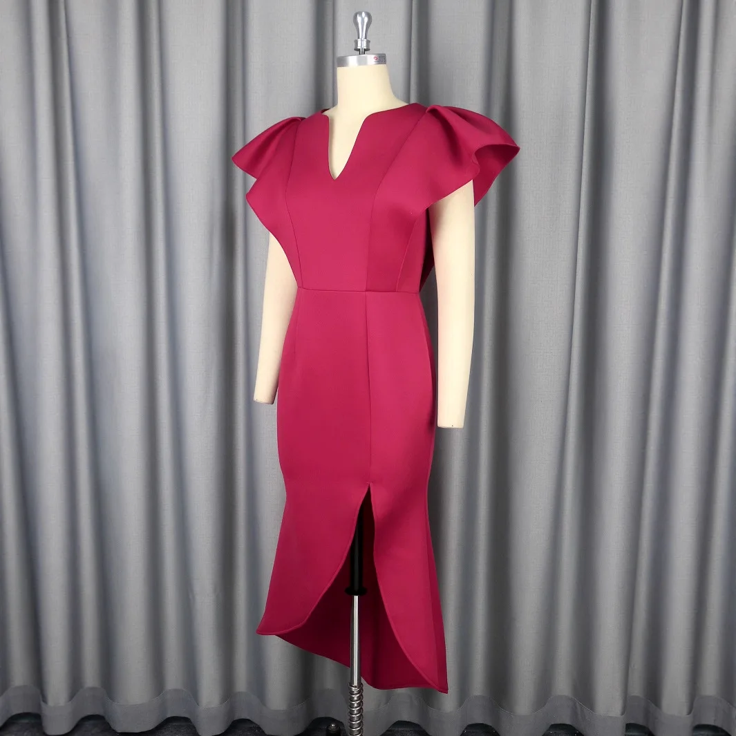 dresses for women's dress V-neck short-sleeved evening dress with ruffled edges summer formal prom elegant party dresses hxy303