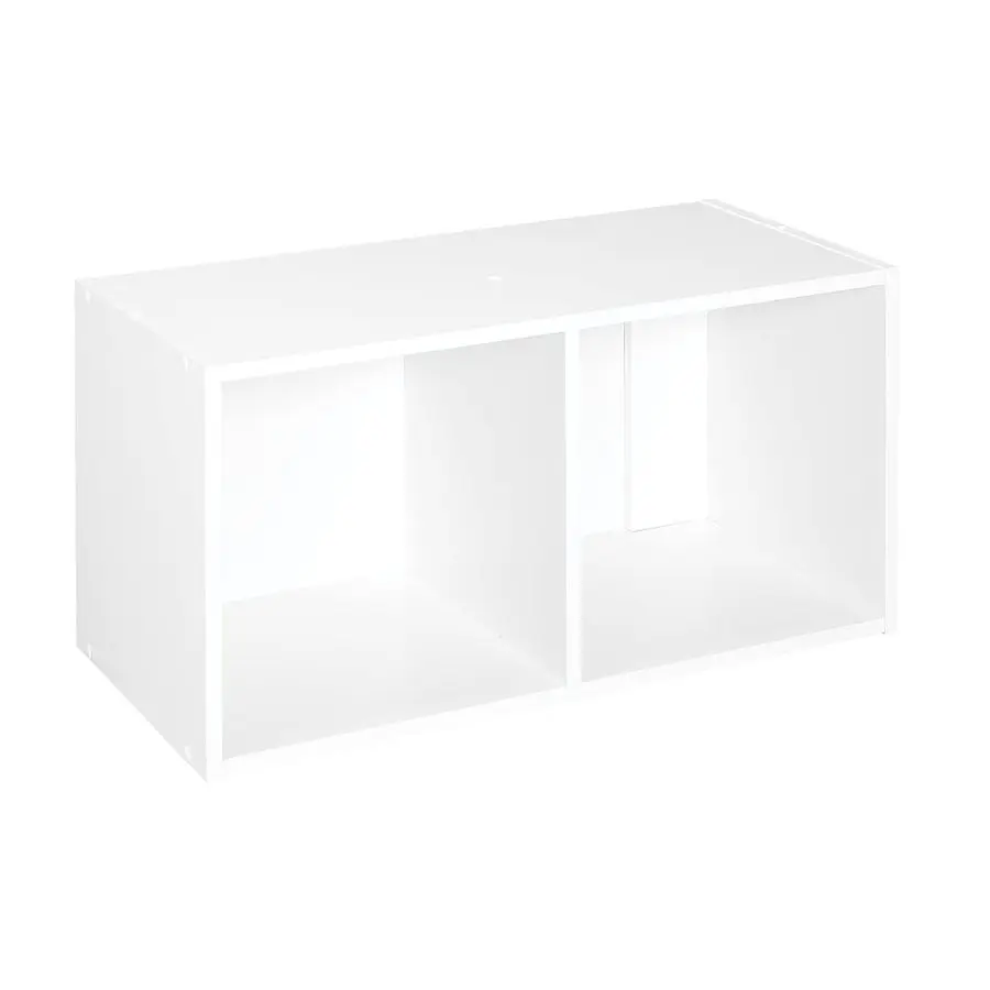 

Cubeicals 2 Cube Storage Shelf Organizer Bookshelf, Stackable or Hanging Wall Mount, Easy Assembly, White Wood Finish