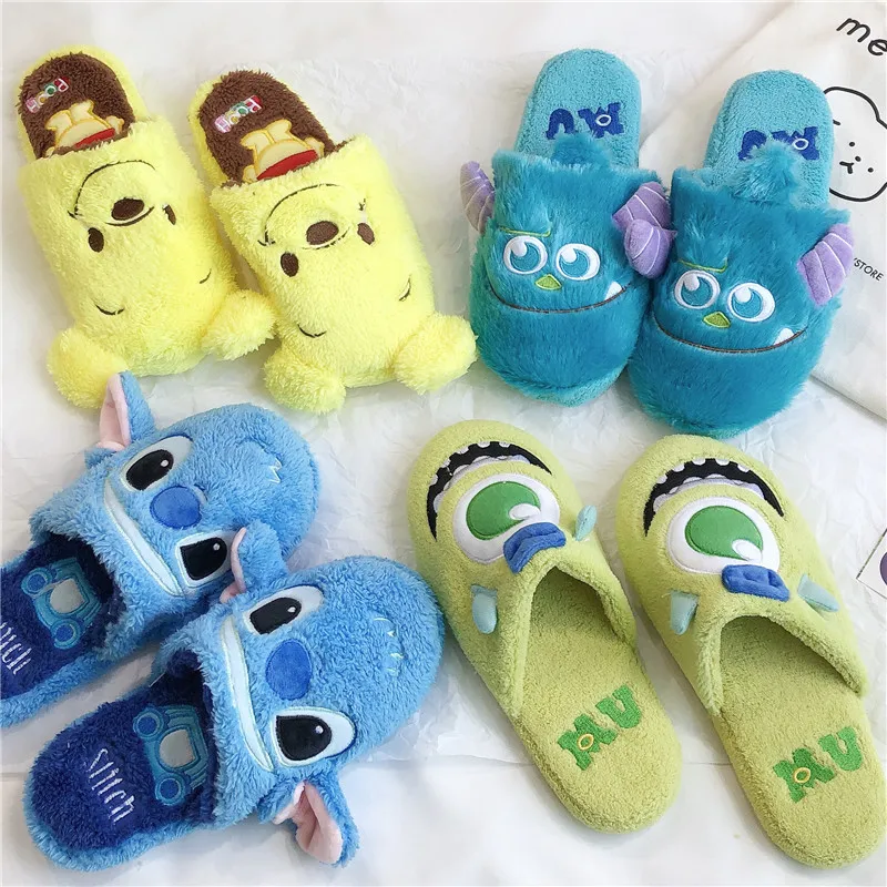 Cartoon Sulley Mike Slippers Cute Girl Warm Home Slippers Women Indoor Slippers Blue Duck Kawaii Non-slip Slippers Gifts EU36-41