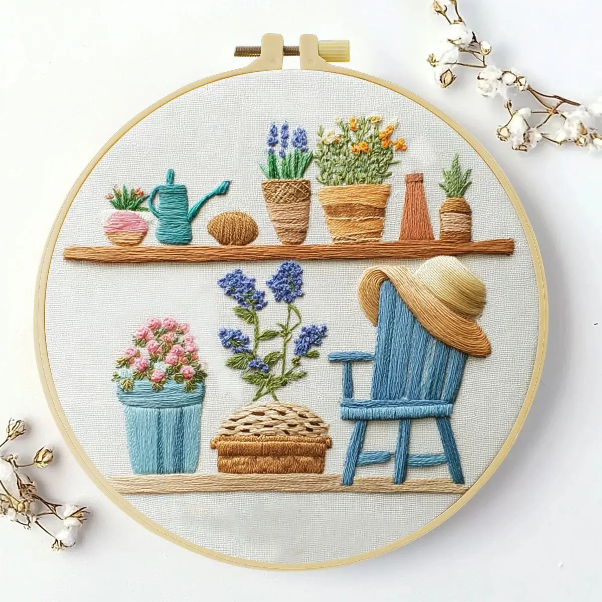 1 Stück 20x20 cm/15x15 cm (7,87/6,3 Zoll) Stickerei-Starter-Kit mit Meerblick, DIY-Kit, Stickerei-Set für Anfänger – Detail 1