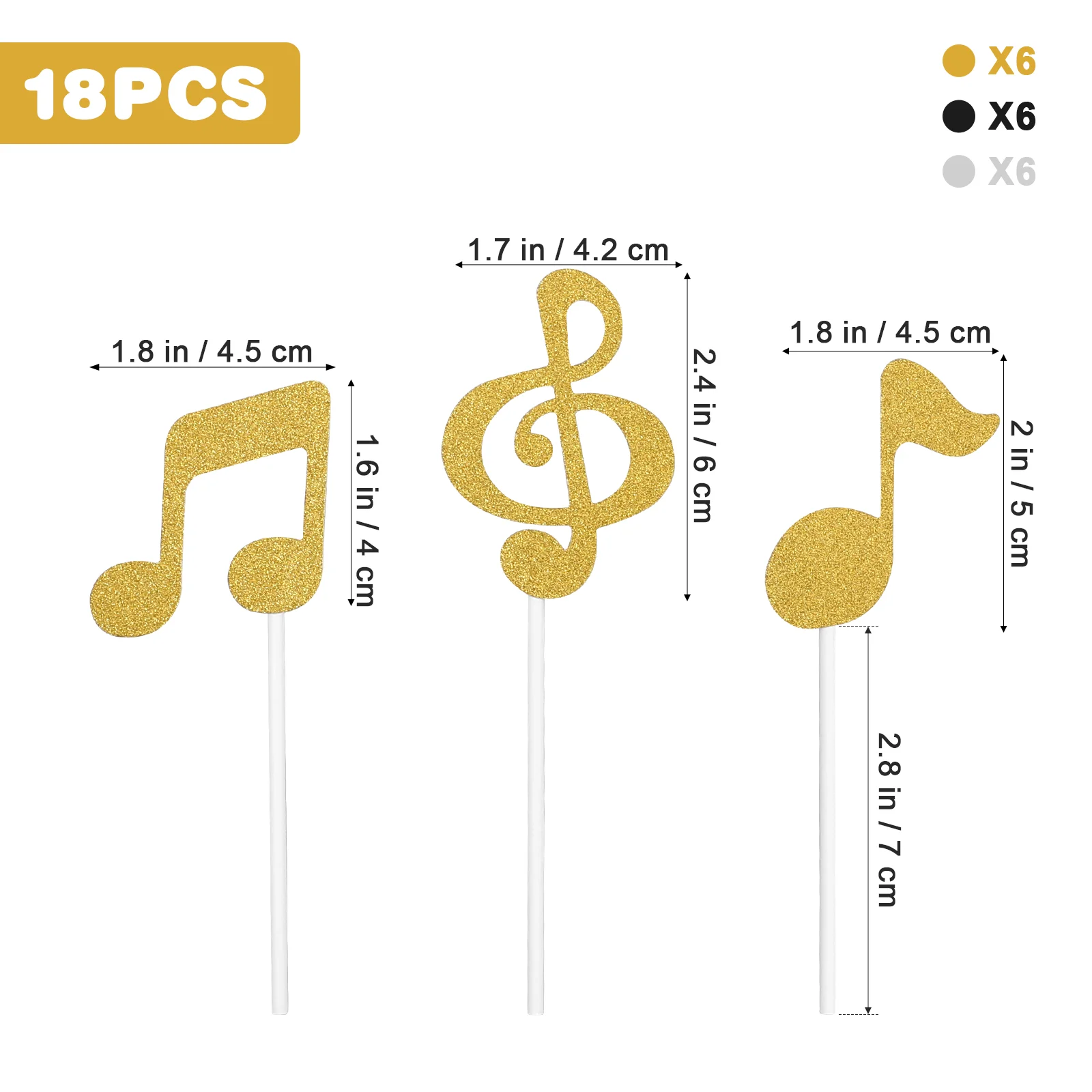 18 pezzi di note musicali cake topper cupcake toppers decorazioni per feste di compleanno ornamenti per torte di carta note musicali decorazioni per feste