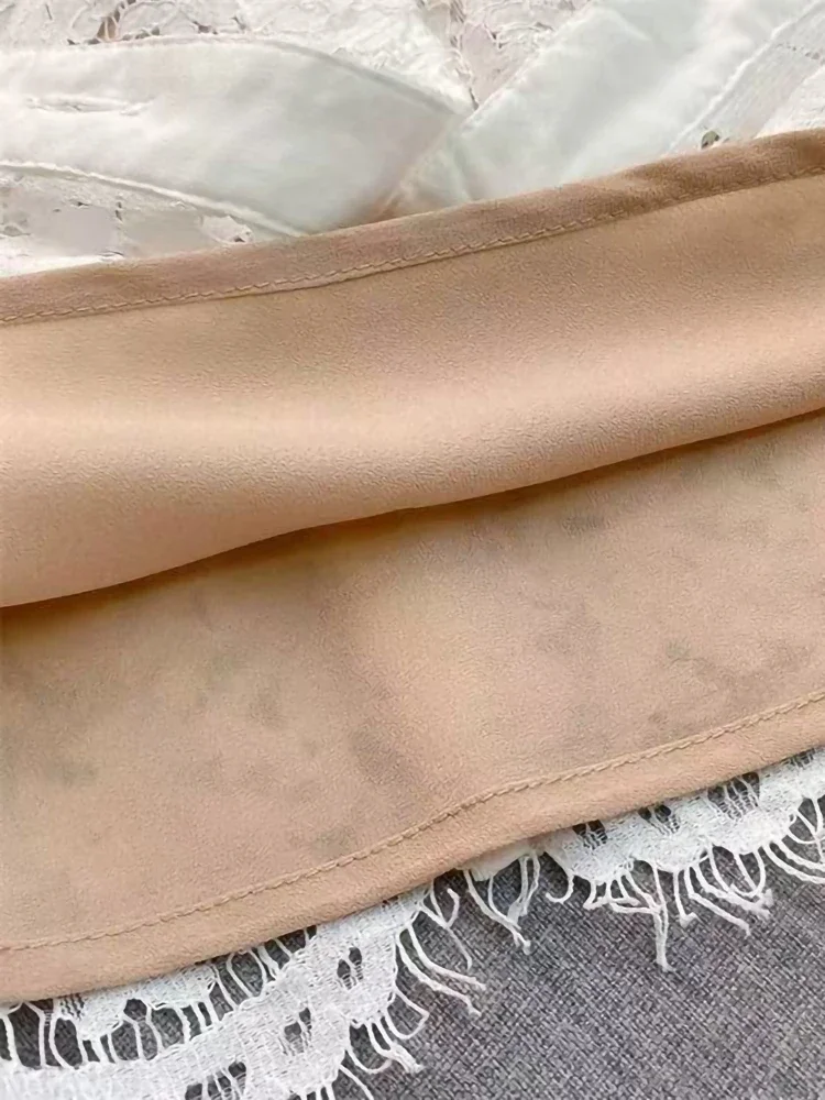 Women's Lace Lapel Dress Short Sleeve Single Breasted Pocket Decorated Mini Dress