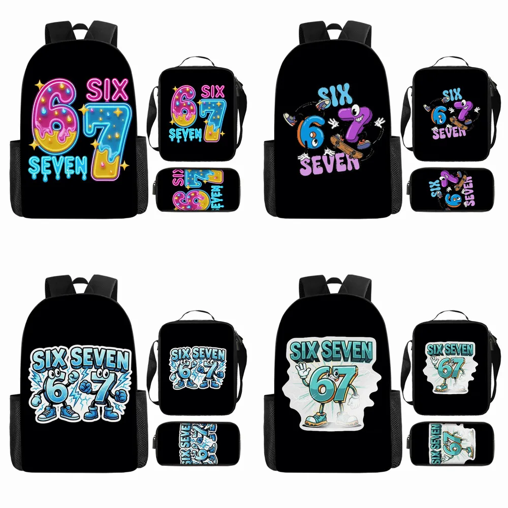 3pc Set 67 Backpack Steal A Brainrot Schoolbag  Lunch Bag Pencial Bag For Boy Girl Backpack To School Bag Students Bookbag