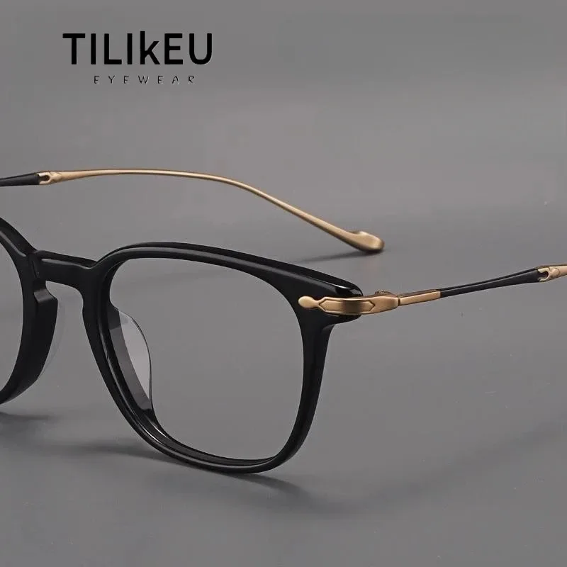 

Japanese Handmade Acetate Titanium Glasses Frames Men's Vintage Square Eyewear Women's Myopia Prescription Eyeglasses Frames