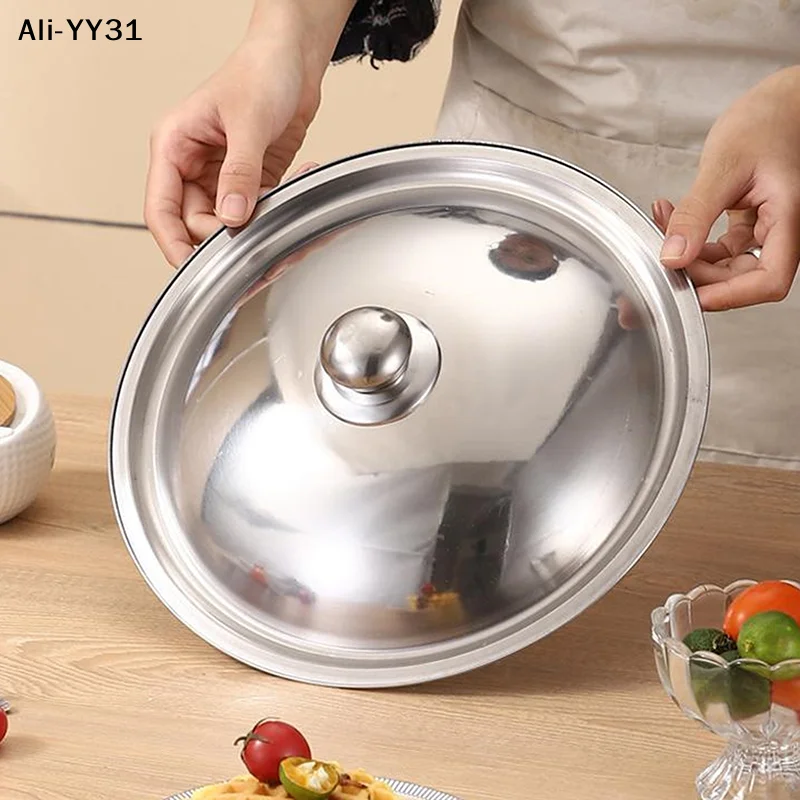 【An0】【Mya】10-32Cm Steel Round Pot Lid Universal Replacement Frying Pan Cover Smooth Edge Dishwasher Safe For Skillet Wok Pot