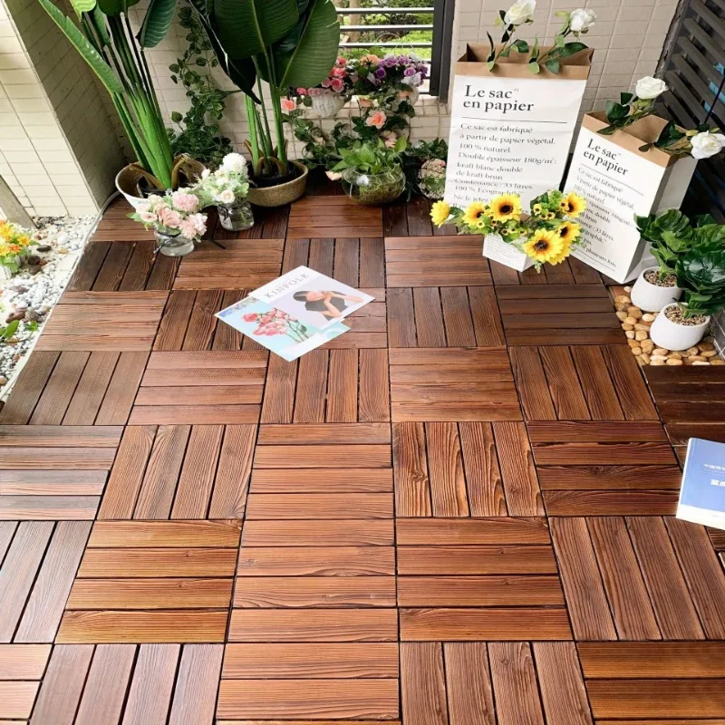 Decoration Of Household Splicing Solid Wood Flooring, Terrace, Courtyard, Outdoor Ground, Balcony Renovation, Solid Wood Floorin