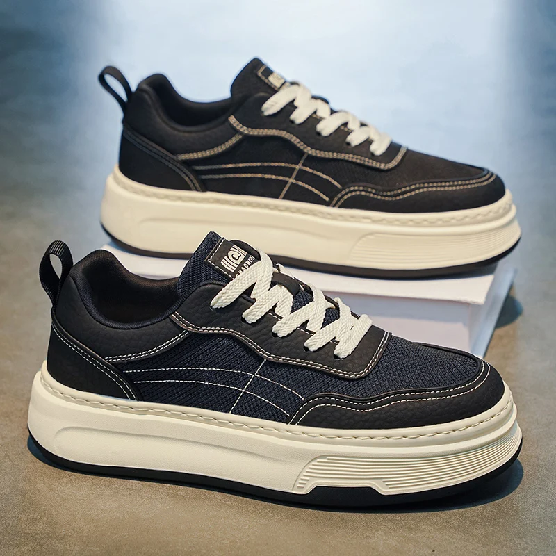 

2026 Spring New Breathable Men's Canvas Shoes High Quality Casual Sports Shoes Low Top Thick Bottom Versatile Small Board Shoes
