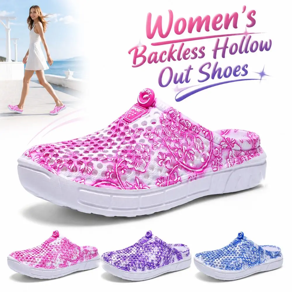 New Hollow Out Women's Slippers Breathable EVA Platform Backless Clogs Lightweight Non Slip Outdoor Sandals Home, Beach, Garden