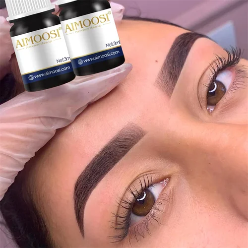AIMOOSI-tinta para tatuaje de cejas, pigmento profesional de Microblading para delineador de ojos, maquillaje permanente de 0,1 OZ, suministros de tinta para tatuaje negro