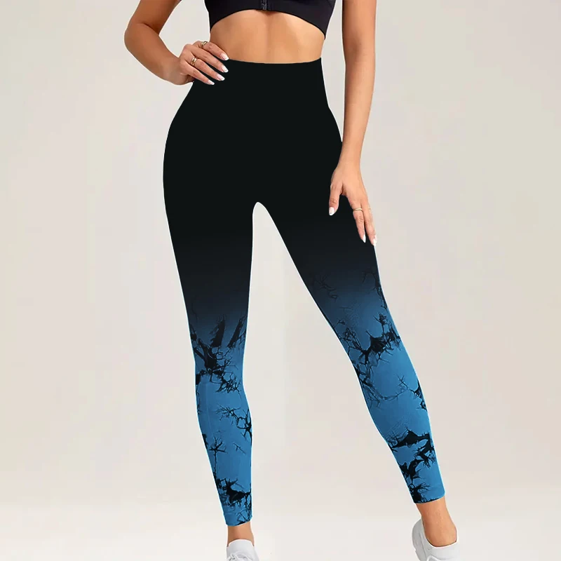 Tie Dye Seamless Leggings for Women High Waist Yoga Pants, Scrunch Butt Lifting Elastic Tights