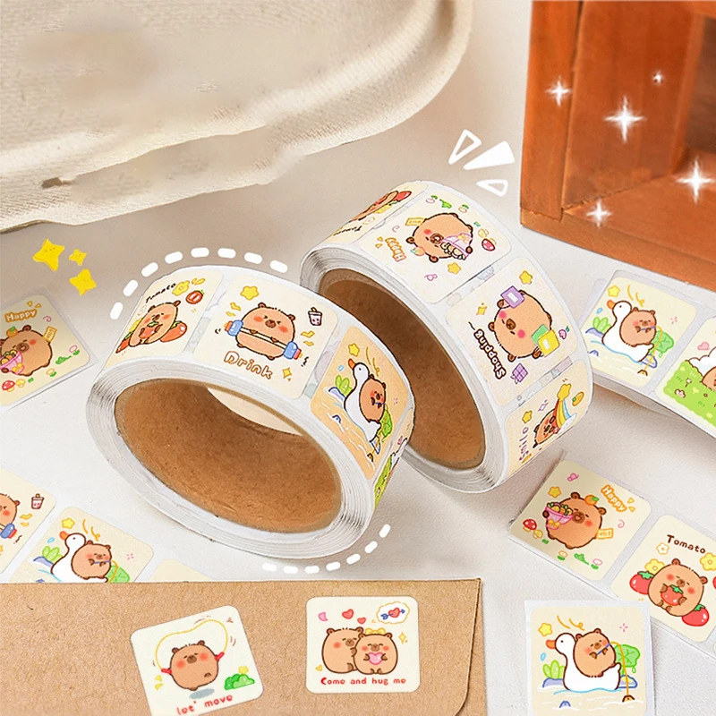 300 Pcs Cartoon Panda Decoration Label Cute Stickers Multifunctional DIY Stationery Decoration Roll Stickers Seal Stickers