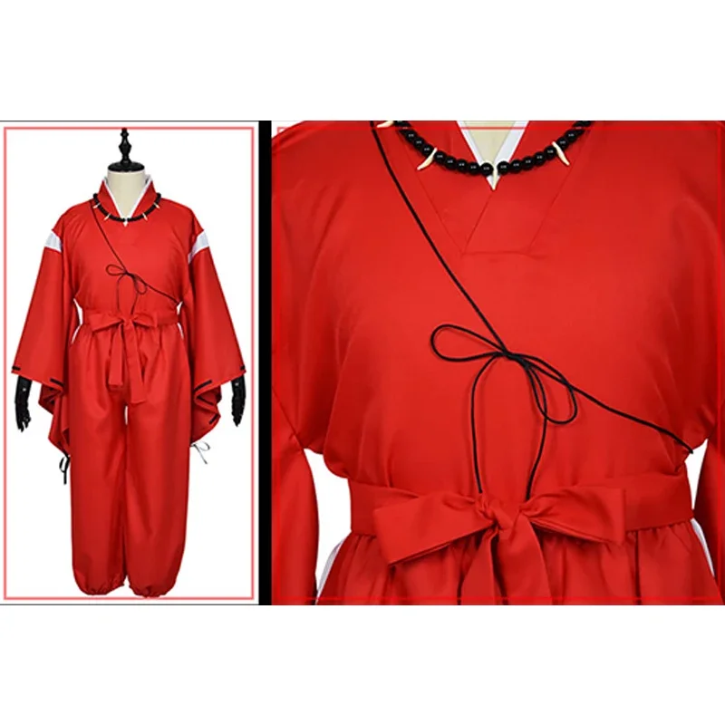 Anime Inuyasha kostiumy Cosplay Kimono kostiumy na Halloween dla mężczyzn odzież do odgrywania ról garnitur peruka Party czerwony mundur komplet