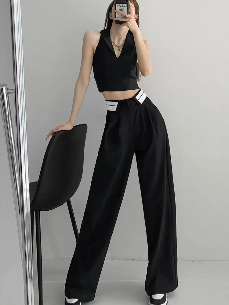 Women Trousers 2023 Korean Fashion Spring Summer High Waist Loose Wide Leg Pants Y2k Female Pleated Straight Baggy Streetwear