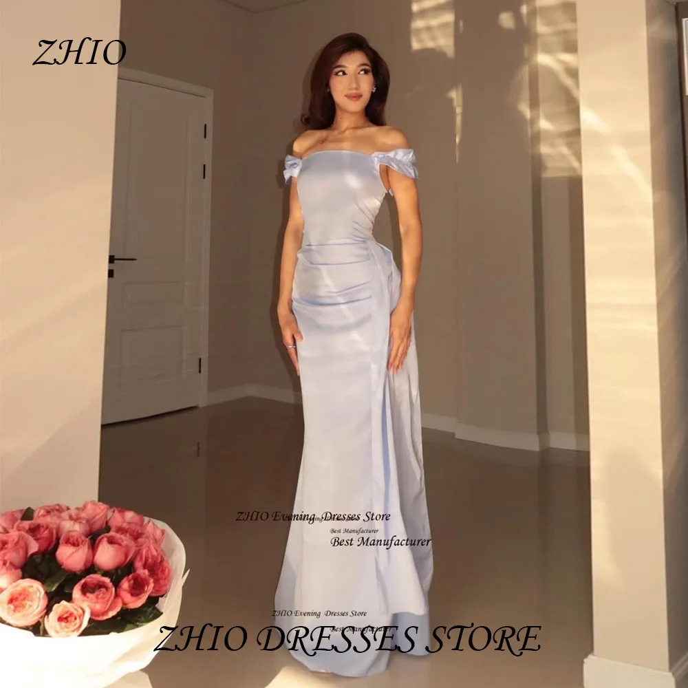 ZHIO новый дизайн атласное вечернее платье со складками трапециевидной формы без бретелек вечернее платье с открытыми плечами и кружевной спинкой платье для выпускного вечера по индивидуальному заказу