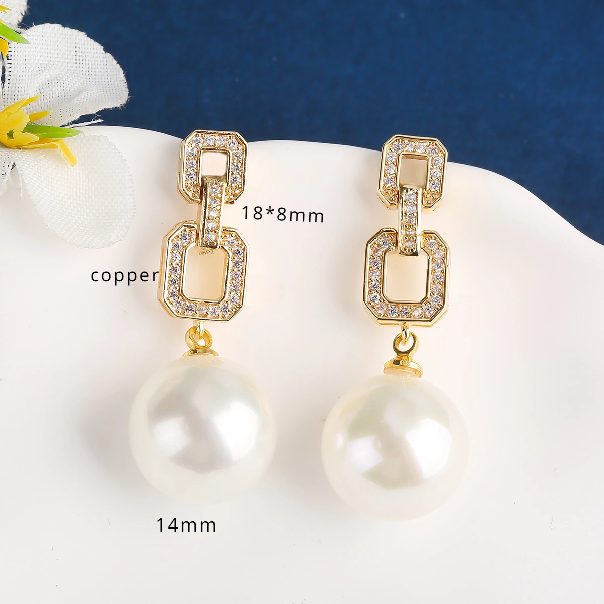 Light Luxury Natural Pearl 18K Electroplated Real Gold Preserving Zircon Micro-set Earrings for Ladies Holiday Party Gifts