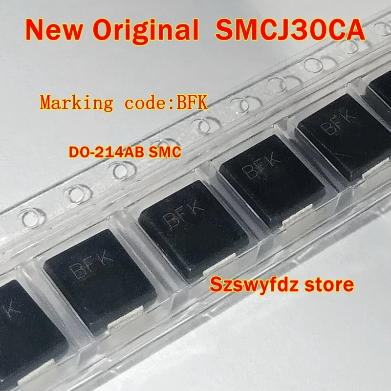 

5pcs to 100pcs New Original SMCJ30CA DO-214AB SMC Marking code:BFK BIDIRECTIONAL TRANSIENT VOLTAGE SUPPRESSORS