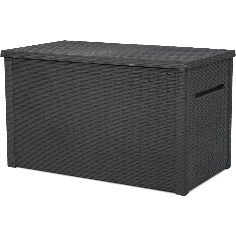 

Deck Box 230 Gallon Resin Rattan Look Large Outdoor Storage for Patio Furniture Cushions, Toys, and Tools Storage Box