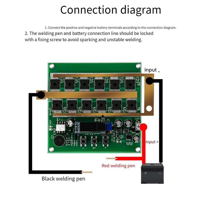 Imagem -05 - Placa de Circuito Pcb de Ponto 12v Display Digital Conjunto de Placa de Controle de Soldador de Ponto Inteligente para Bateria de Lítio 18650