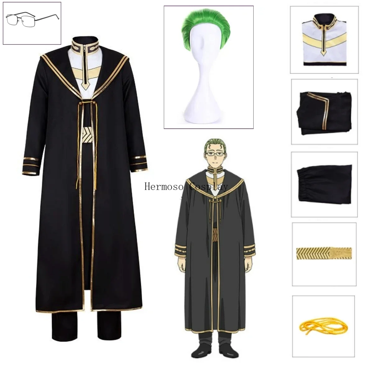 Fato de Cosplay Anime Frieren no Funeral Heiter para Homem, Conjunto Completo Uniforme, Trincheira, Roupa Extravagante, Halloween, Festa de Carnaval