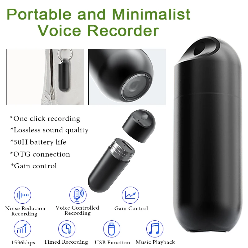 

4-32GB Portable Voice Recorder Professional HD Noise Reduction One-Button Recording Automatic Timed Recording Digital Dictaphone