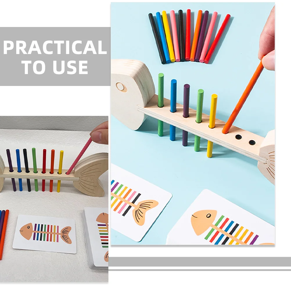 Clasificación de colores, emparejamiento de juguetes para bebés y tarjetas de clasificación de formas, juego sensorial de arcoíris de madera Montessori para niños