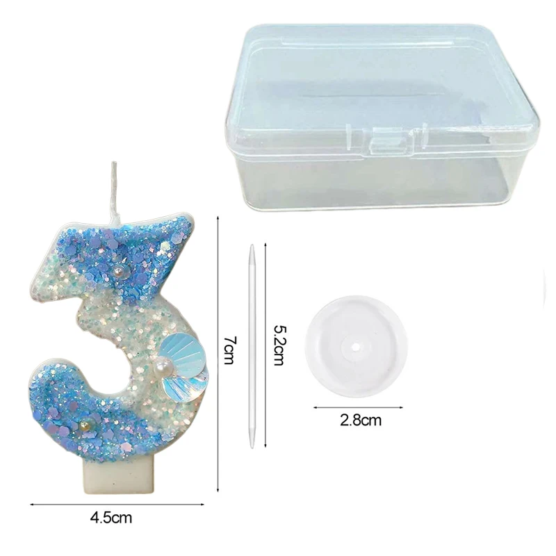 Gradual Change Blue Ocean Shell Digital Birthday Candle - Handmade Luminous Cake Decoration