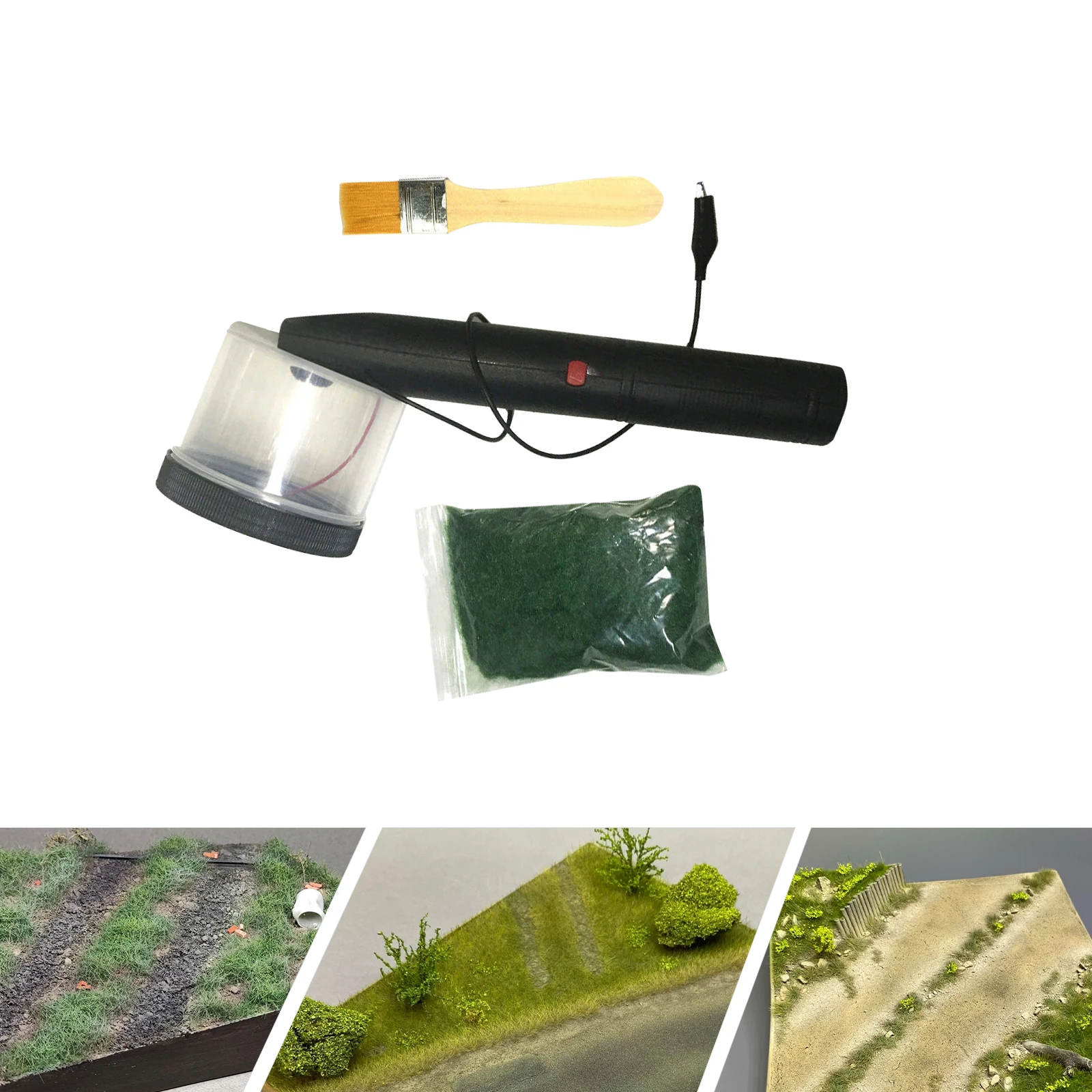 Applicatore di erba statica a batteria portatile |   Mini strumento di floccaggio elettrostatico, erba da 3-8 mm, potenza 2 * AA