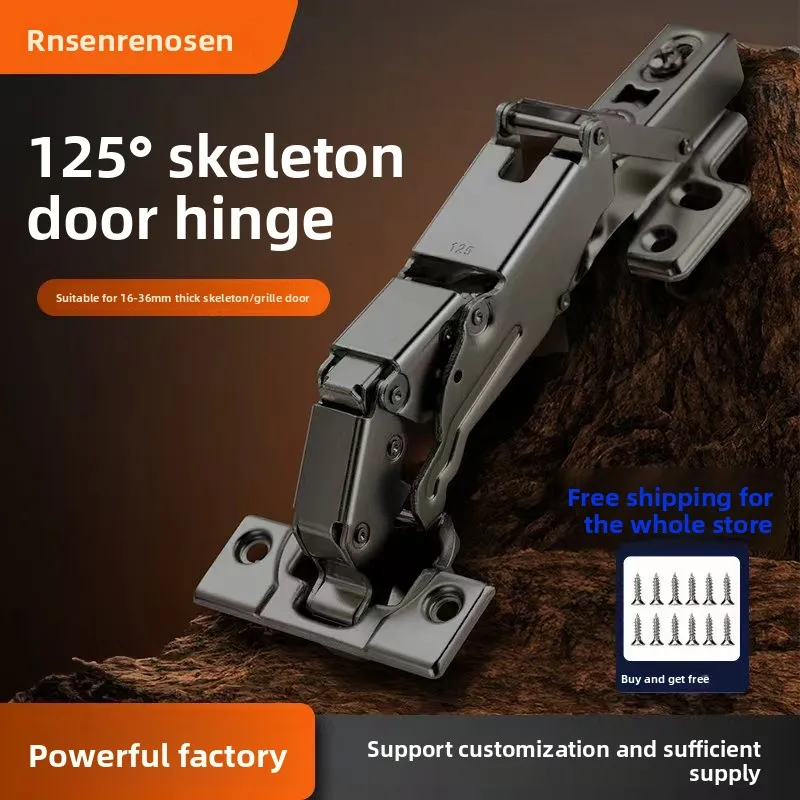 Degree Hydraulic Damping Cabinet Door Hinge Mm Cold-Rolled Steel Nickel-Plated Wide-Angle Furniture Hardware Full Overlay Half
