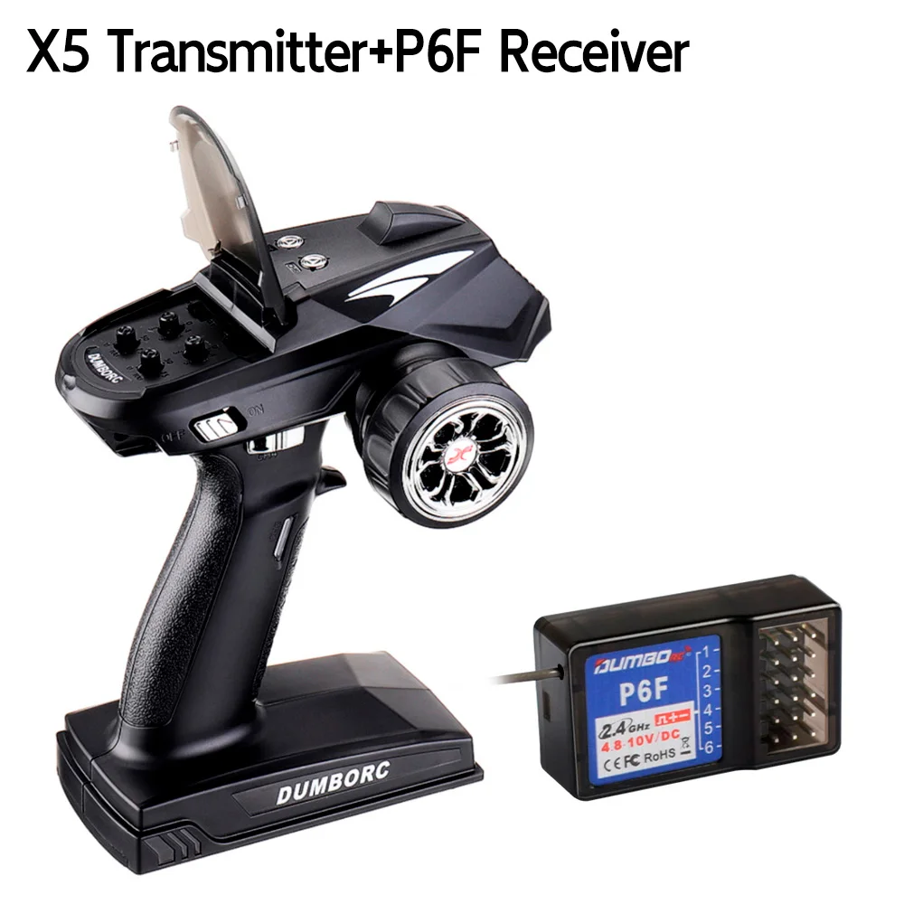 DUMBORC Zender Afstandsbediening 2.4G 6CH X6 met P6FG Gyro Ontvanger LED Lichtset voor 1/10 1/8 Crawler Axial SCX10 RC Auto