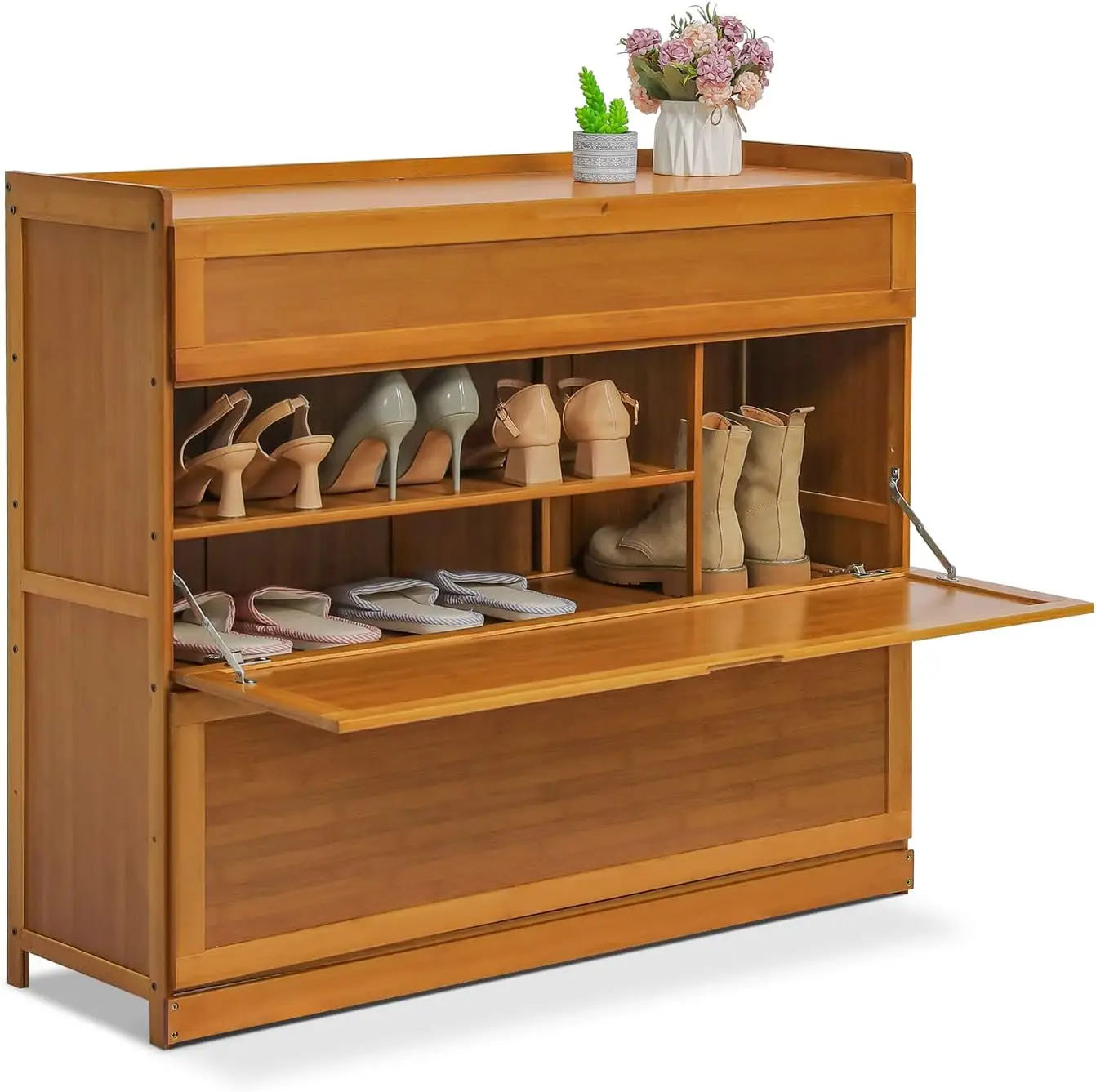 

！@Combohome Custom Home Furniture Hallway Shoe Storage High Quality Bamboo Shoe Cabinet Shoe Rack Shelf