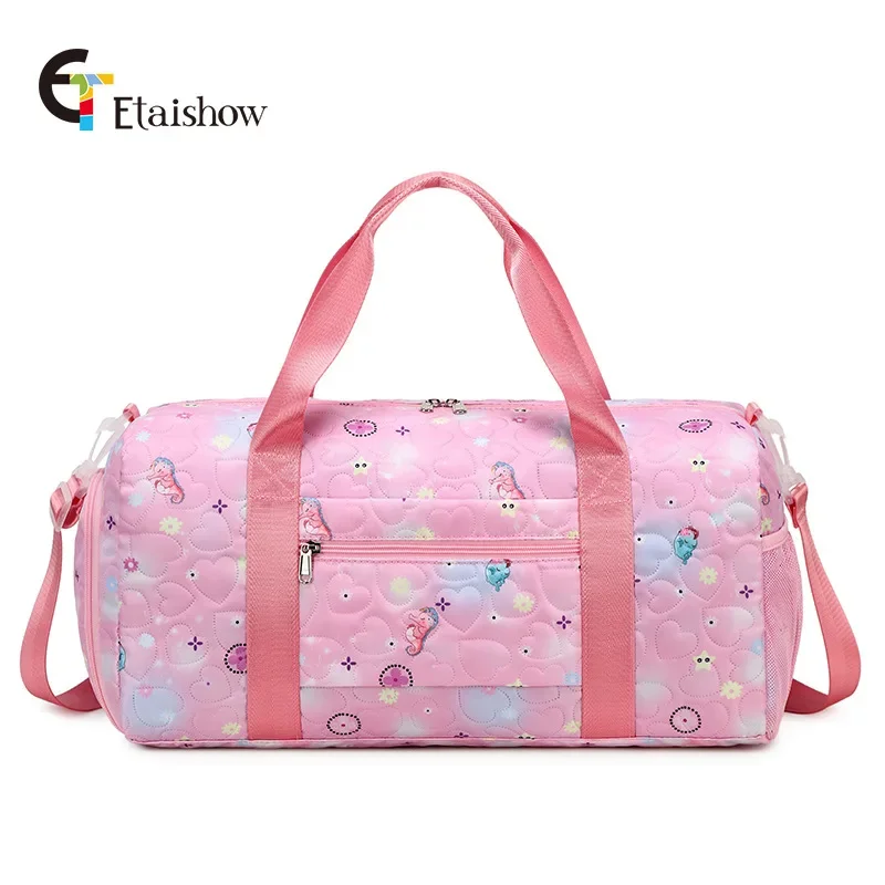 New love printing waterproof short-distance travel bag dry and wet separation sports fitness bag women