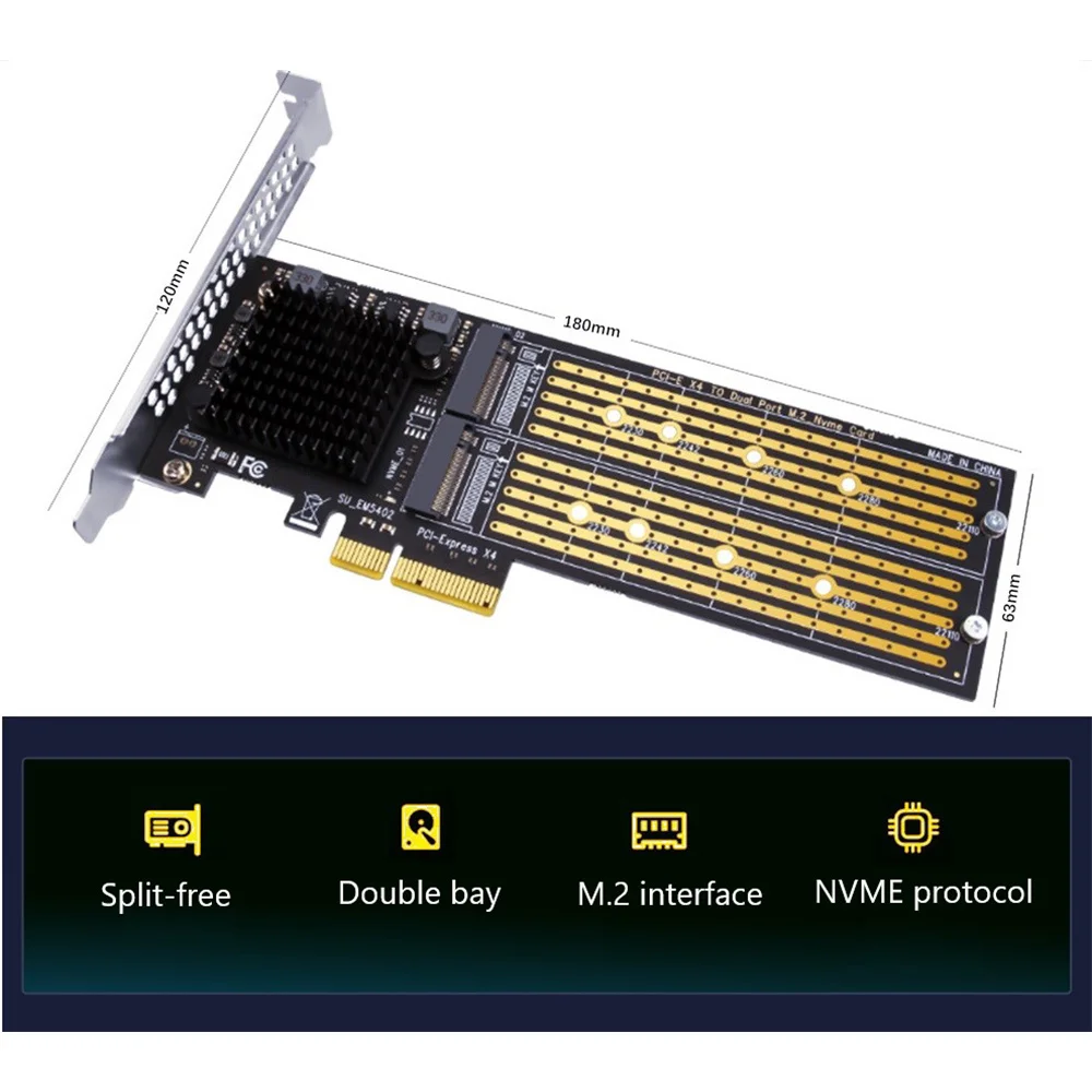 Imagem -02 - Adaptador Ssd Nvme para Pci-e x4 Ssd M.2 Nvme para Cartão Pci-e x8 X16 Suporte M.2 m Key 40gbps