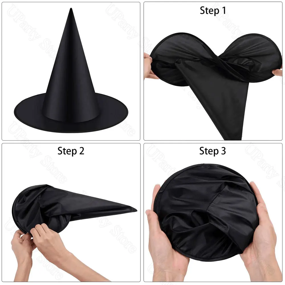 6/12 pezzi cappelli da strega neri di Halloween con corda appesa cappelli da mago sfusi per la casa portico esterno decorazione di Halloween