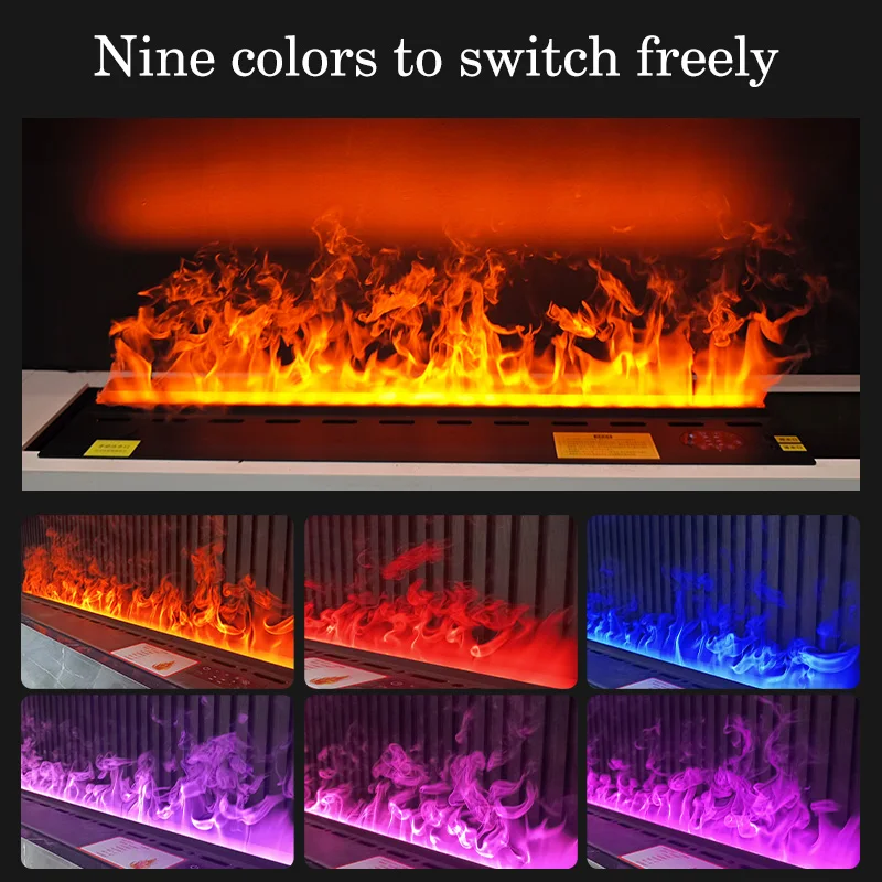 Smart Home Indoor Water Mist Fireplace Water Steam Electric Fireplace Multi-Color LED Flame Decoration Timed Mist Fireplace