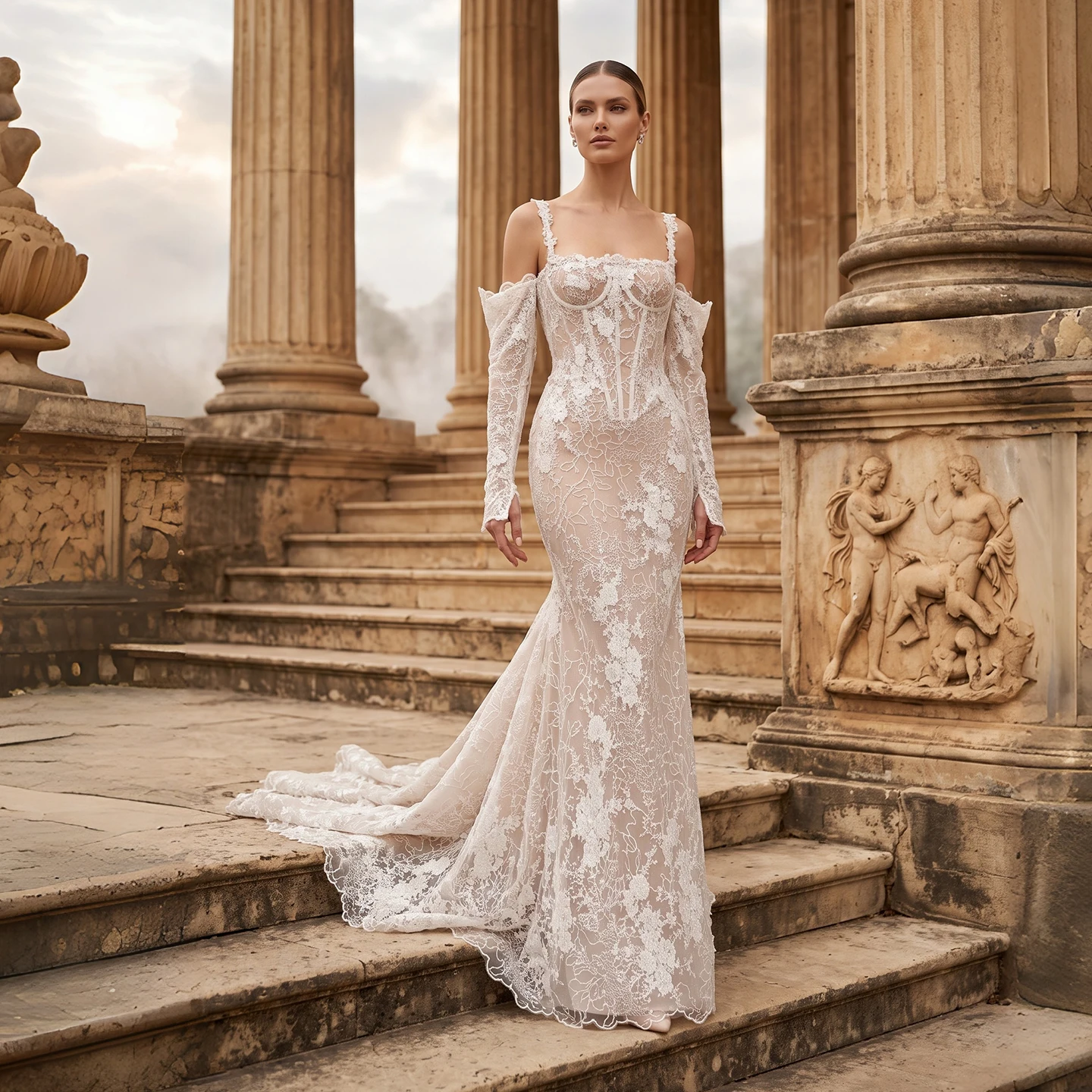 Sheer Fairy Wedding Dresses Luxury Mermaid Off Shoulder Spaghetti Straps Corset Dubai Engagement Bridal Gowns SW750 Customized