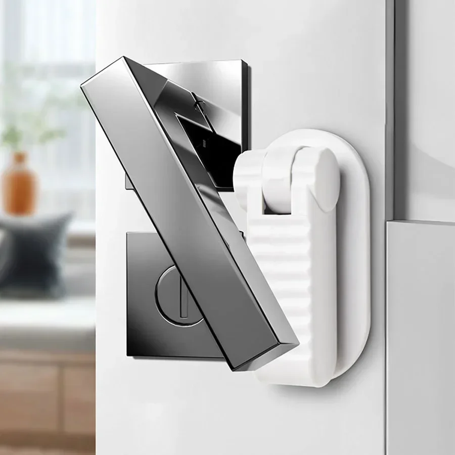 1PC Tür Hebel Schloss Universal Anti-offenen Griff Kind Baby Sicherheit Schlösser Punch-freies Multifunktions Versteckte Taste schnalle Sicherheit Schloss – Detail 8