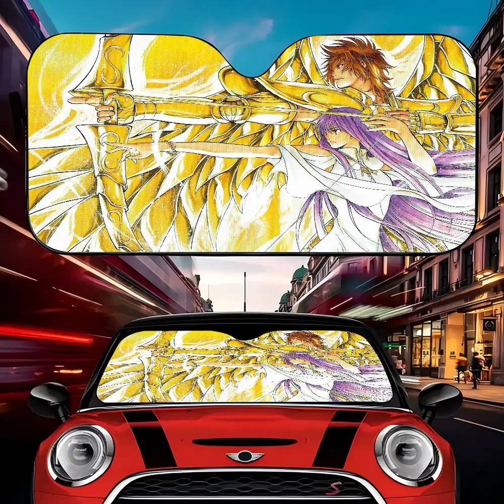 Heated Windshield Sunshade Car Window Windscreen Cover Sun Shade Auto Sun Visor Car-covers Animation 12 Gold S-Saint S-Seiya