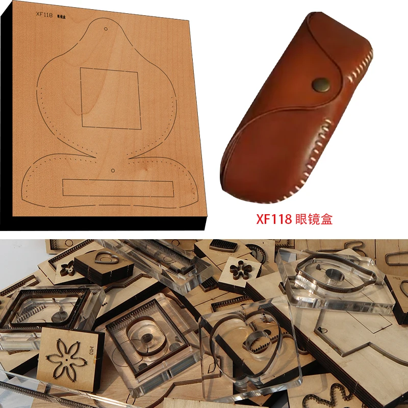 New Japan Steel Blade Wooden DieGlasses storage bag Wallet Leather Craft Punch Hand Tool Cut Knife Mould XF118