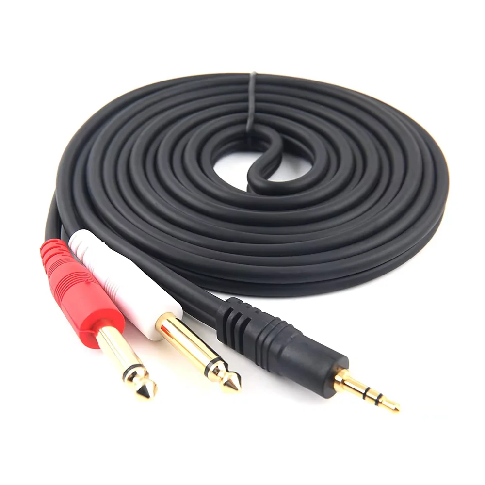 3.5mm TRS to Dual 6.35mm TS Y Splitter Breakout Cord, 1/8 inch Male Stereo to Dual 1/4 Mono Male Audio Cable