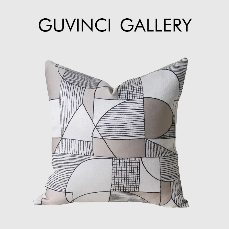 GUVINCI Italian Modern Monochrome Metallic Abstract Decorative Cushion Cover Timeless Elegance Luxurious Pillow Case 45x45cm