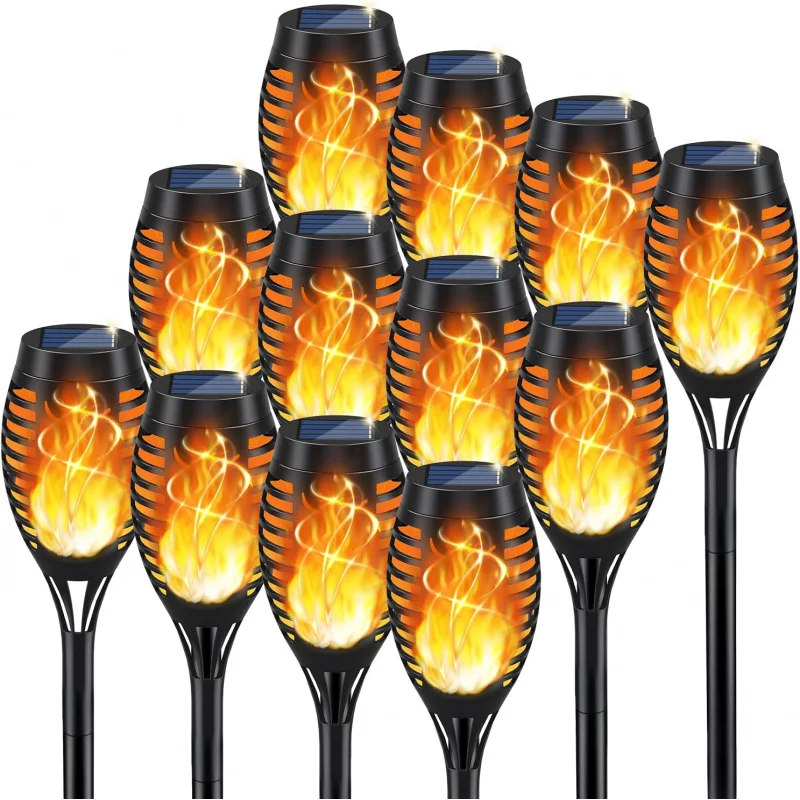 

12-Pack Solar Torch Lights – Flickering Flame, Waterproof, for Yard/Garden/Patio, Halloween Decor