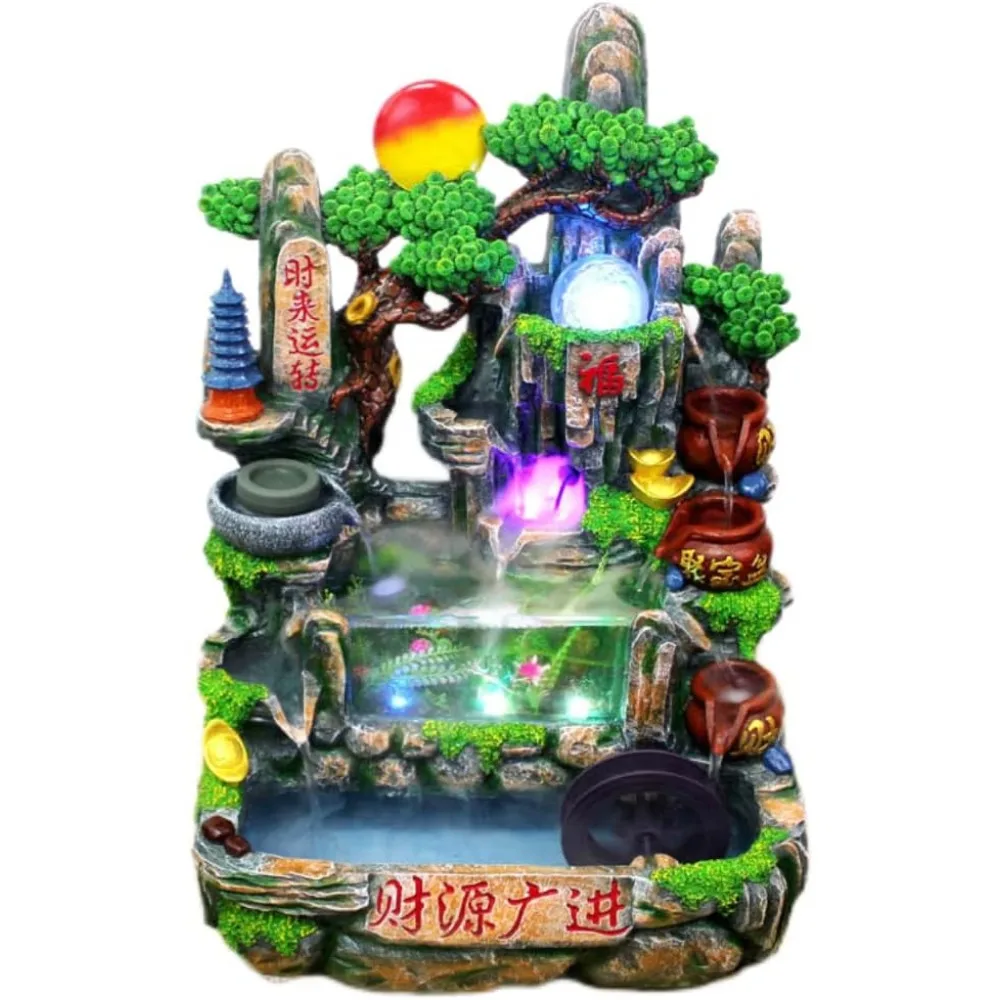 

Creative Home Opening Gifts Fortune Feng Shui Wheel Ornaments Pendant Large Rockery Water Fountain Resin Crafts