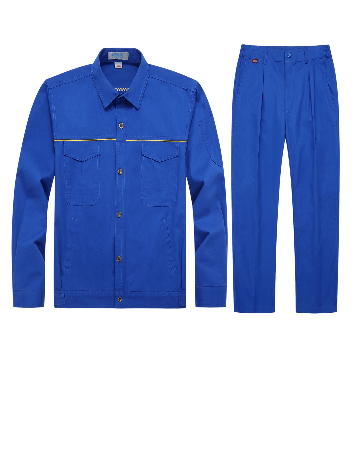 royal-blue-pure-cotton-thin-summer-work-orm-set-men's-long-sve-labor-protection-clothing-top-loose-fit-moisture-ng