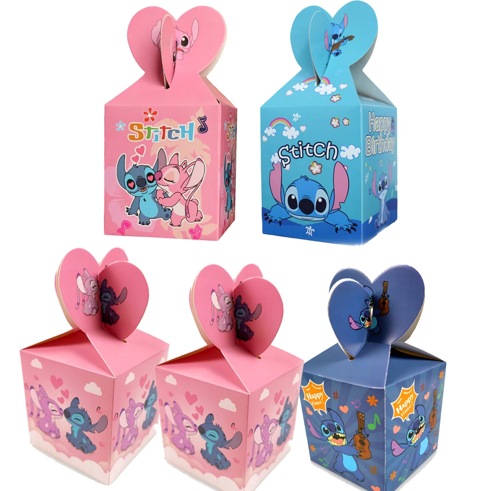 Lilo Stitch Angel Theme 6pcs/lot Boys Girls Favors Candy Surprise Cookie Boxes Happy Birthday Party Decoration Events Supplies