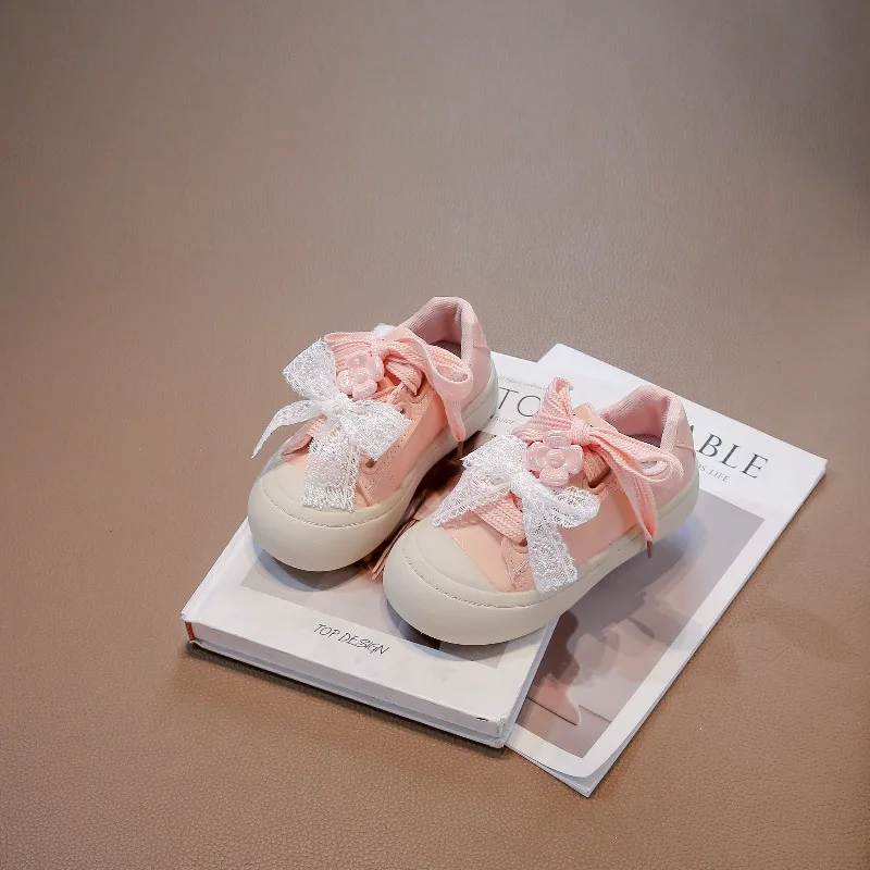 

Детская обувь для девочек, милые кроссовки для девочек, детская обувь принцессы с большими бантами и бисером, повседневная дышащая детская спортивная обувь с сеткой